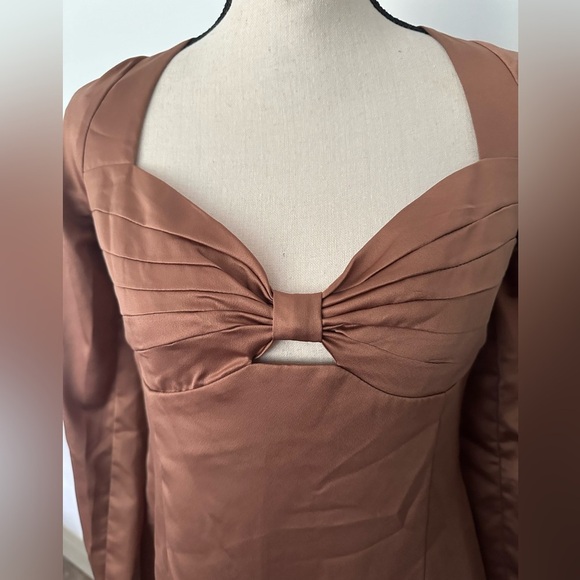 Dynamite NWT brown satin silk look mini bodycon dress size Medium - Picture 4 of 10
